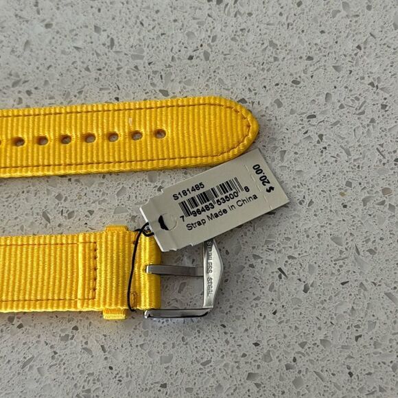 NWT Fossil Yellow Watch Strap Watchband Belt Silver Buckle 18mm - Picture 6 of 8